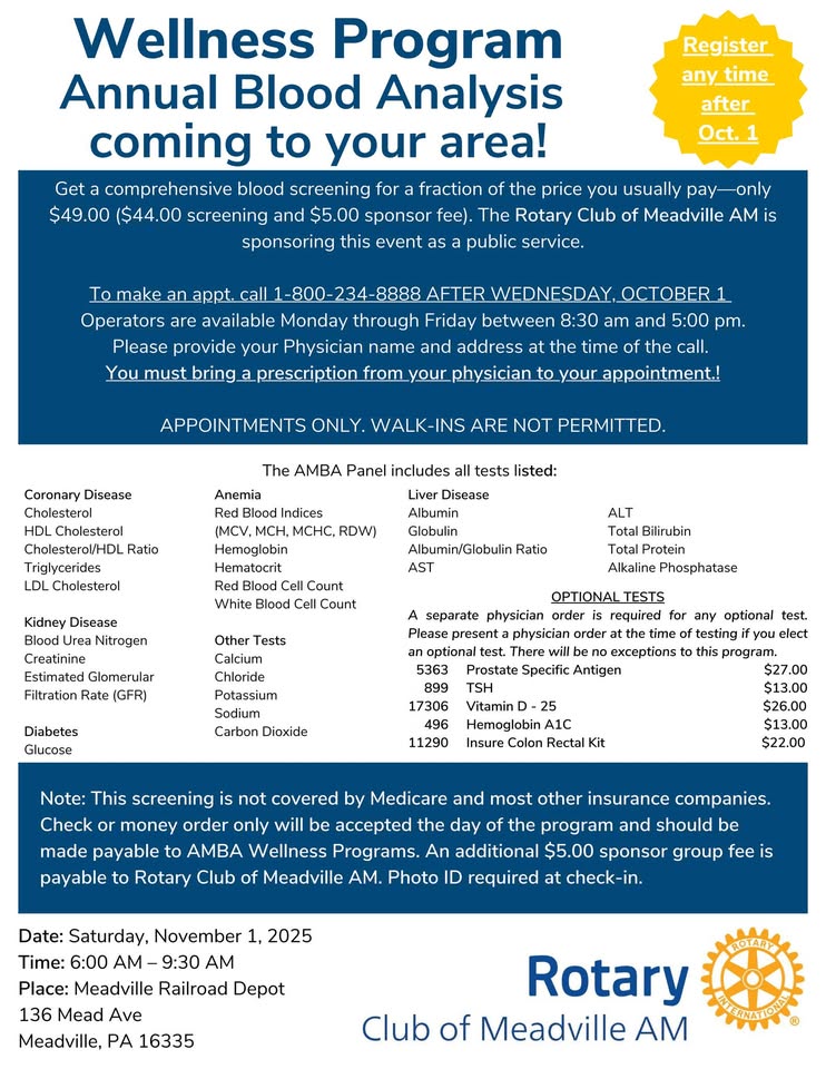 AMBA Blood Screening/Analysis – Wellness Program