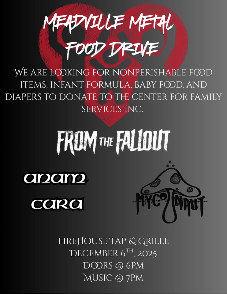 Meadville Metal Food Drive with Anam Cara, From the Fallout, & Myconaut