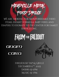 Meadville Metal Food Drive with Anam Cara, From the Fallout, & Myconaut